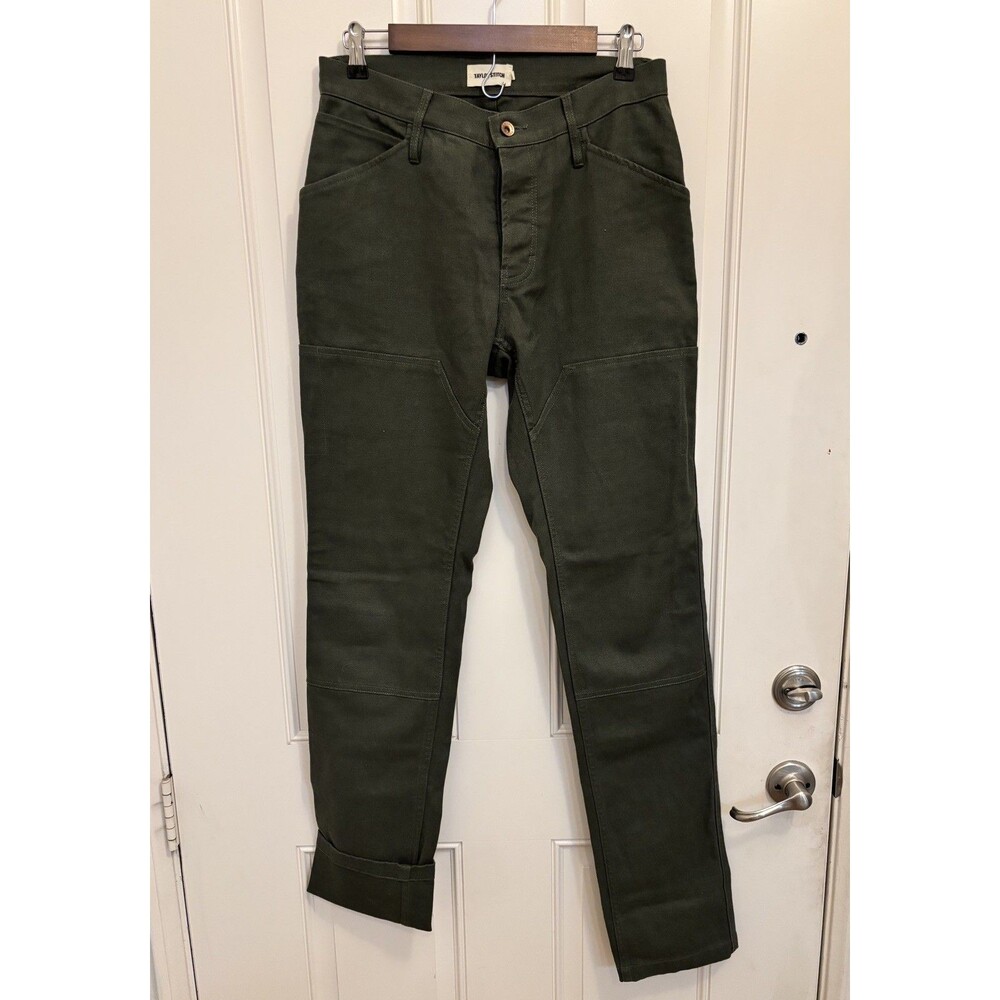 Taylor Stitch Double Knee Chore Canvas Work Pants Jeans 30 x 34 Olive green